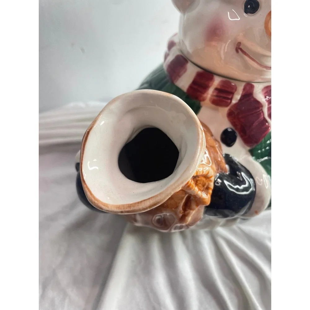 Ceramic Snowman Teapot Candy Dish Christmas Holiday Kitchen Decor